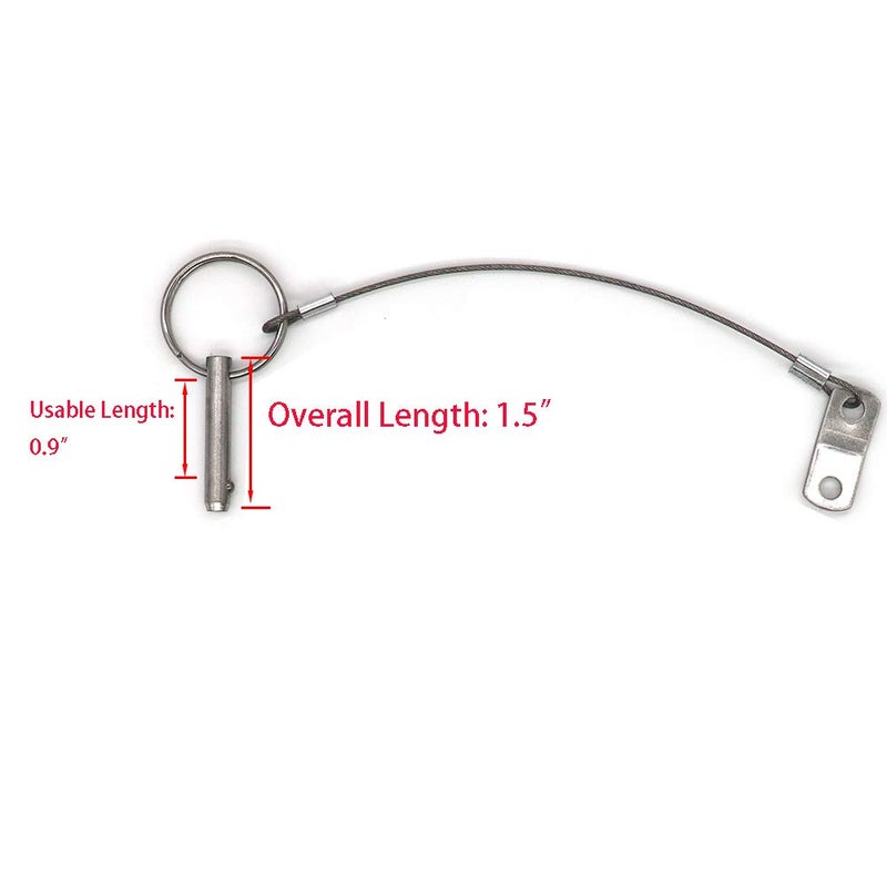 VTurboWay 4 Pack Quick Release Pin 1/4" Diameter w/Lanyard Prevents Loss, Full 316 Stainless Steel, Bimini Top Pin, Marine Hardware, All Parts are Made of 316 Stainless Steel - Image 2